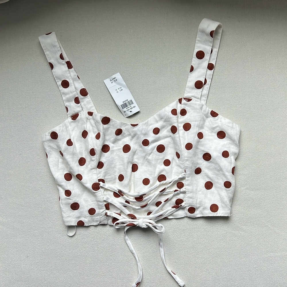 NWT Abercrombie Lace-up Linen-blend Top